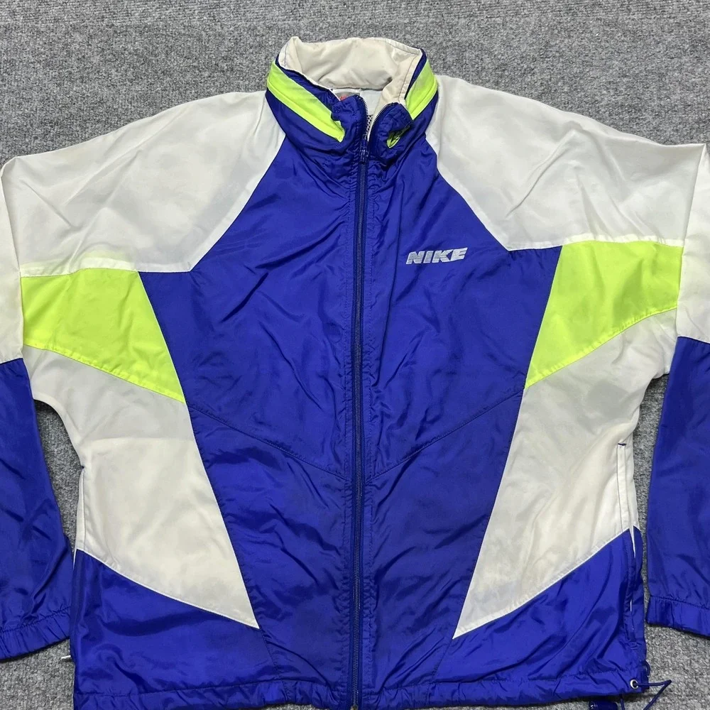 Vintage Nike Jacket Mens Small Blue White Windbreaker Full Zip Colorblock 90s